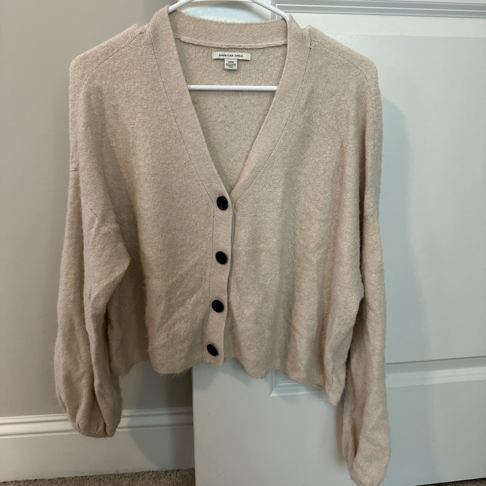 American Eagle Outfitters Beige Button-Up Cardigan